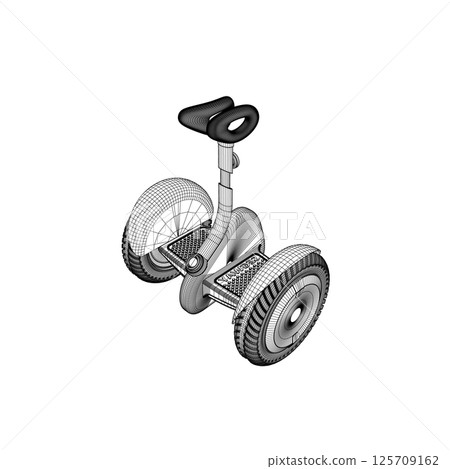 Contour Gyroscooter vector illustration. Cartoon isolated personal electric smart transport, modern eco vehicle with battery and two wheels for city ride and mobility. 3D. 125709162