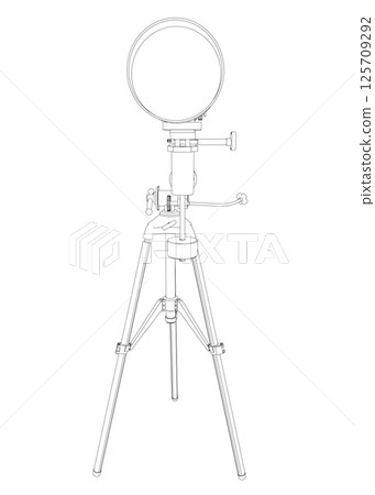 Contour drawing of Telescope - astronomy tool. Telescope in simple outline vector illustration. Contour drawing of Telescope - astronomy tool. Telescope in simple outline vector illustration. 125709292