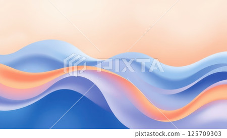 abstract background of a blue and orange wave with a light orange sky 125709303