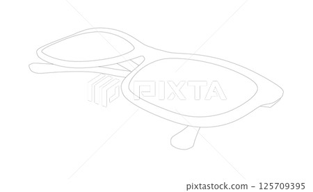 Side views of sunglasses. Simple vector hand drawn illustration. Fashion unisex summer sunglasses. Contour drawing isolated on white background. Classic sunglasses vector icon Side views of sunglasses. Simple vector hand drawn illustration. Fashion unisex summer sunglasses. Contour drawing isolated on white background. Classic sunglasses vector icon 125709395