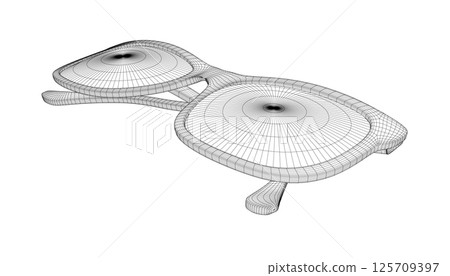 Side views of sunglasses. Wireframe vector drawn illustration. Fashion unisex summer sunglasses. Wireframe drawing isolated on white background. Classic sunglasses vector icon. 3D. Side views of sunglasses. Wireframe vector drawn illustration. Fashion unisex summer sunglasses. Wireframe drawing isolated on white background. Classic sunglasses vector icon. 3D. 125709397