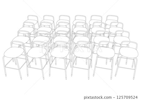 Vector illustration Bar stool icons set of contours. Chair bench. Club furniture. Front view. 125709524