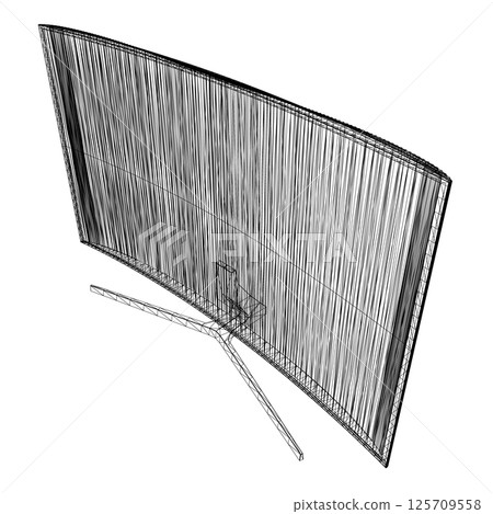 TV wireframe vector illustration. Icon for design. 3D. TV wireframe vector illustration. Icon for design. 3D. 125709558