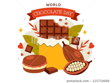 World Chocolate Day Celebration Vector Illustration on 7 July, Featuring Melted Chocolate, Sweet Cakes, and Desserts in a Flat Style Background World Chocolate Day Celebration Vector Illustration on 7 July, Featuring Melted Chocolate, Sweet Cakes, and Desserts in a Flat Style Background 125710088