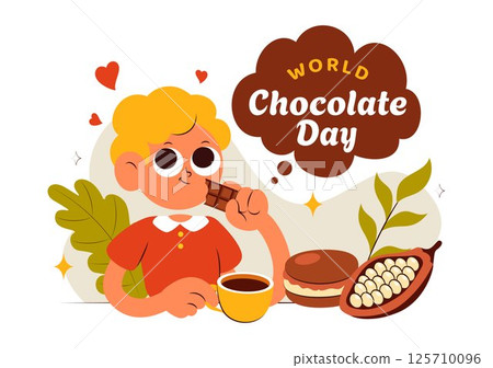 World Chocolate Day Celebration Vector Illustration on 7 July, Featuring Melted Chocolate, Sweet Cakes, and Desserts in a Flat Style Background World Chocolate Day Celebration Vector Illustration on 7 July, Featuring Melted Chocolate, Sweet Cakes, and Desserts in a Flat Style Background 125710096
