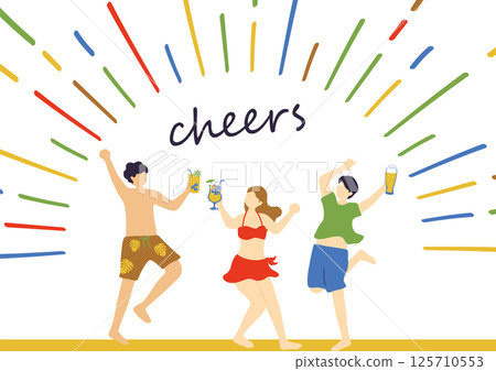 People enjoying a toast on the beach 125710553