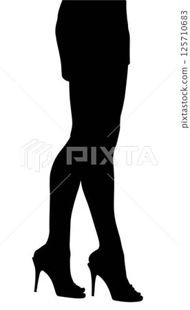 Female legs silhouette in heels isolated effect collage element. Vector illustration 125710683