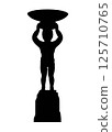 Sculpture of a boy holding a bowl on his head isolated on a white background. Vector illustration. 125710765