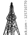 Antenna transmission communication tower vector background concept. Cell tower silhouette isolated on white background. Vector illustration 125710770