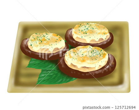 Grilled shiitake mushroom cheese Grilled shiitake mushroom cheese 125712694