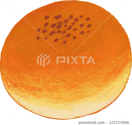 用色鉛筆或蠟筆製作的手繪風格紅豆麵包 125713008