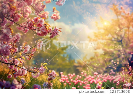 Spring Blossom Pathway in Vibrant Colors Spring Blossom Pathway in Vibrant Colors 125713608