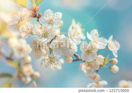 Close-Up of Blooming Cherry Blossoms 125713609