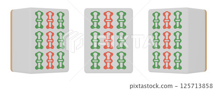 3DCG illustration of Kyuusou mahjong tiles seen from three directions 3DCG illustration of Kyuusou mahjong tiles seen from three directions 125713858