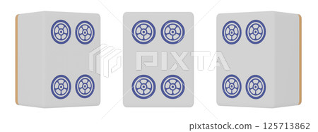 3D CG illustration of Supin's mahjong tiles seen from three directions 125713862