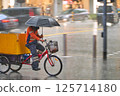 Cycling for work in pouring rain 125714180