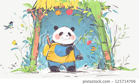 再見，保重！我們的熊貓（蠟筆+水彩風格） 125714706