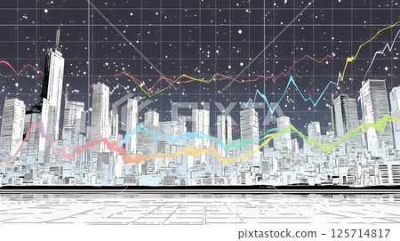 各種圖表、數字表格和其他量化指標隨機散佈在空間中的背景 125714817