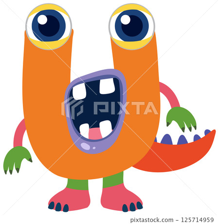 Colorful Monster Letter U Illustration Colorful Monster Letter U Illustration 125714959