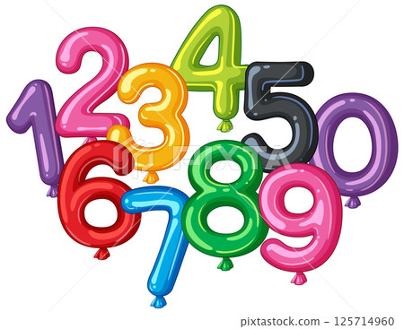 Colorful Balloon Numbers Vector Illustration Colorful Balloon Numbers Vector Illustration 125714960