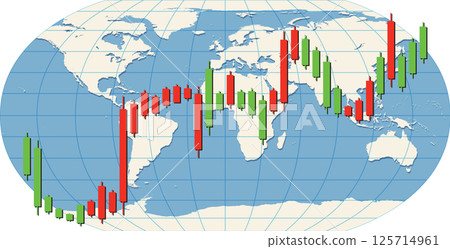 Global Stock Market Trends on World Map Global Stock Market Trends on World Map 125714961