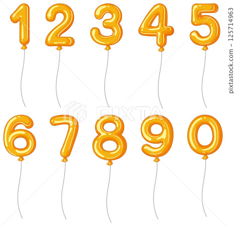 Golden Number Balloons Vector Illustration Golden Number Balloons Vector Illustration 125714963