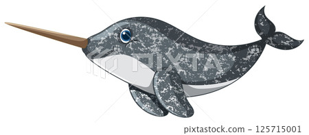 Playful Narwhal Vector Illustration with Textured Design Playful Narwhal Vector Illustration with Textured Design 125715001