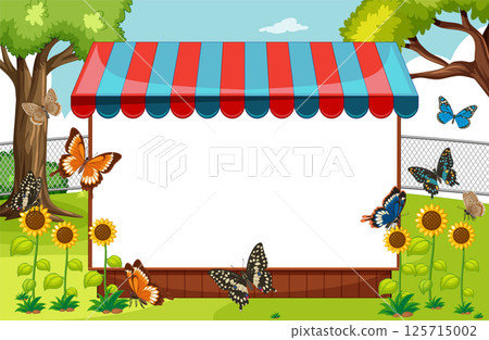 Butterflies in a Vibrant Garden Scene Butterflies in a Vibrant Garden Scene 125715002