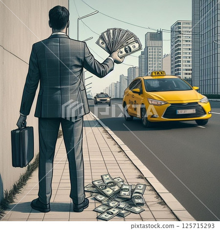 泡沫時代等計程車的情景 125715293