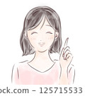 A woman pointing and explaining with a smile 125715533
