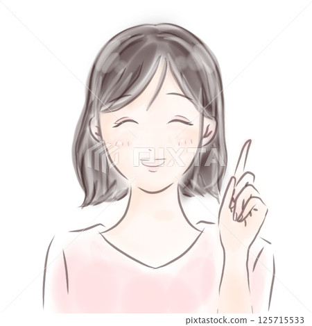 A woman pointing and explaining with a smile 125715533