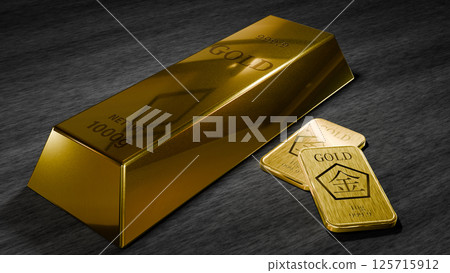 Gold bars, ingots background 125715912