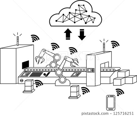 生產線和製造 DX 的向量圖像 生產線和製造 DX 的向量圖像 125716251