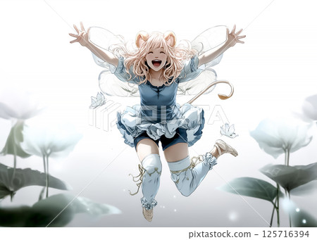 Smiling lion fairy illustration material 125716394