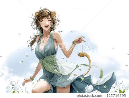 Smiling lion fairy illustration material 125716395