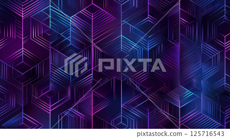 Futuristic glowing geometric network - seamless pattern 125716543