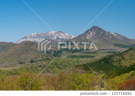 從蒜山高原眺望的春天山 [岡山縣真庭市] 125716892