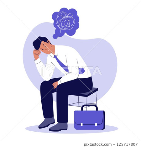 Stressed Startup Founder Illustration Stressed Startup Founder Illustration 125717807
