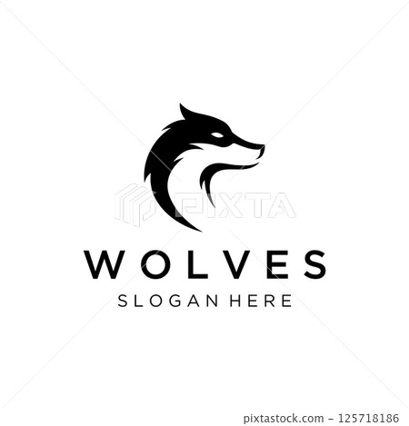 Night wolf abstract Logo template design simple isolated background.Vector illustration. 125718186