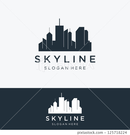 Healthy modern city skyline logo template design.Logo for business, property, building and architect. Healthy modern city skyline logo template design.Logo for business, property, building and architect. 125718224