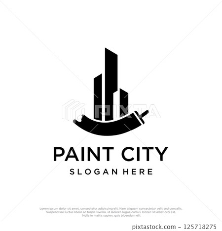 Paint brush and roll logo template creative design for home and city service. Paint brush and roll logo template creative design for home and city service. 125718275