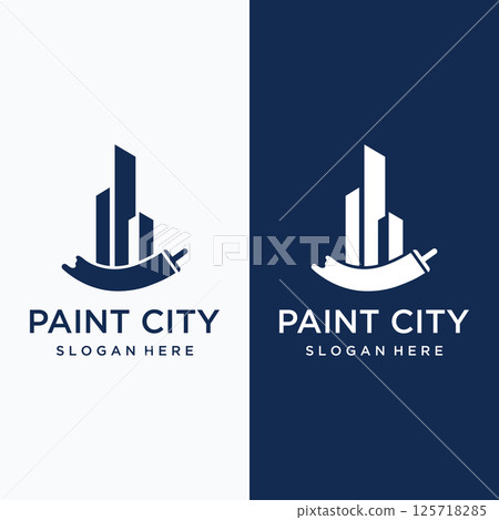 Paint brush and roll logo template creative design for home and city service. 125718285