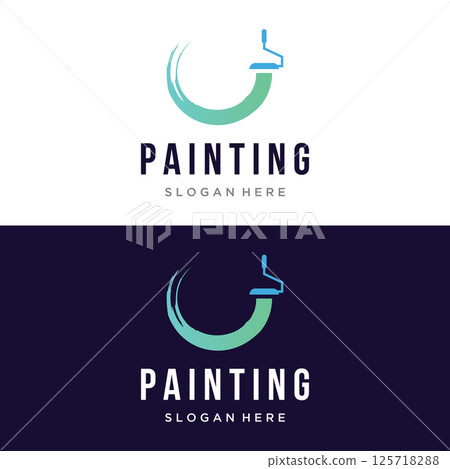 Paint brush and roll logo template creative design for home and city service. Paint brush and roll logo template creative design for home and city service. 125718288