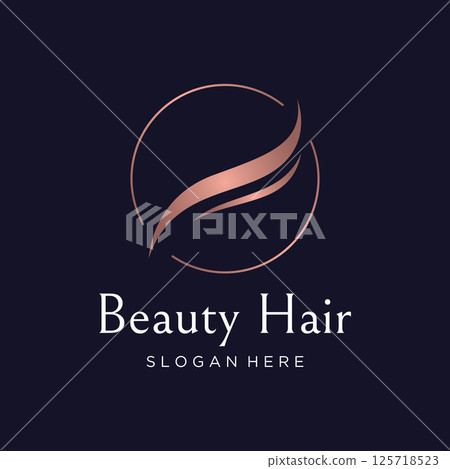 Luxury and beautiful hair wave abstract Logo design.Logo for business, salon, beauty, hairdresser, care. 125718523