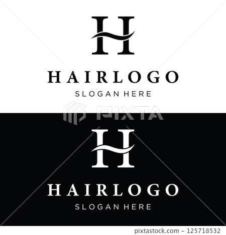 Luxury and beautiful hair wave abstract Logo design.Logo for business, salon, beauty, hairdresser, care. 125718532