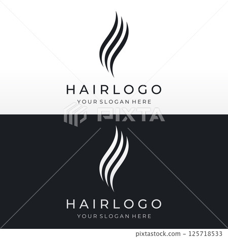 Luxury and beautiful hair wave abstract Logo design.Logo for business, salon, beauty, hairdresser, care. 125718533