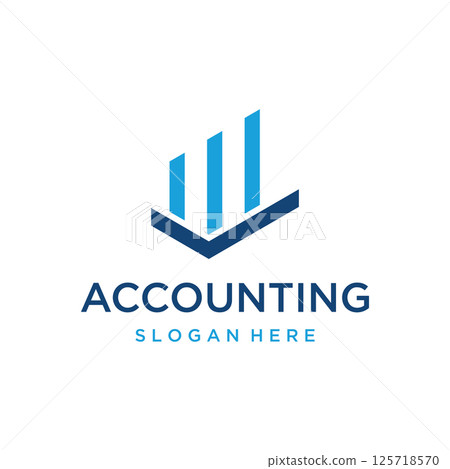 Financial accounting logo, with check mark for financial accounting stock chart analysis. In modern template vector illustration concept style. 125718570