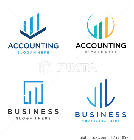 Financial accounting logo, with check mark for financial accounting stock chart analysis. In modern template vector illustration concept style. 125718581