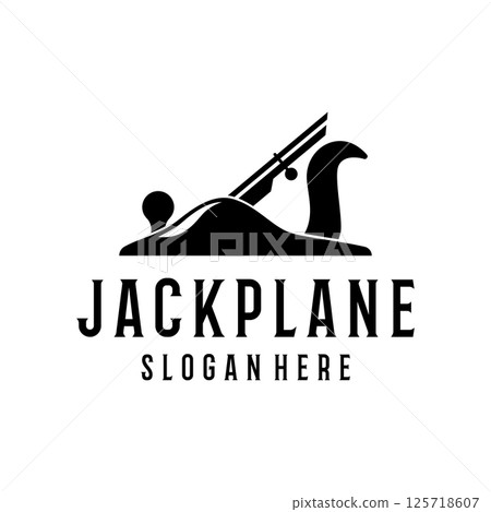 Logo design template Woodworking Jack Plane Carpentry retro vintage style. Logo design template Woodworking Jack Plane Carpentry retro vintage style. 125718607