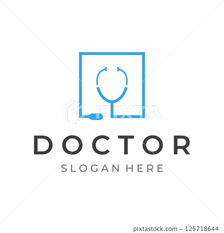Doctor stethoscope logo template design for health care with creative idea. Vector illustration. 125718644